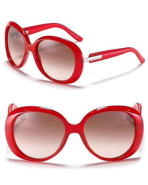 gucci red round sunglasses|gucci red sunglasses women.